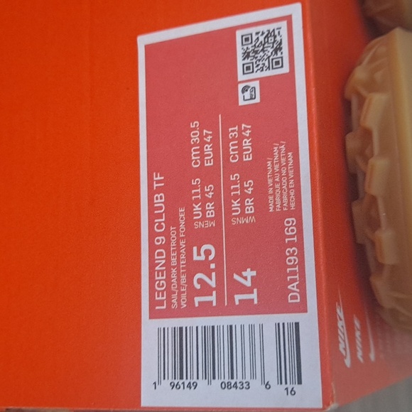 Nike Men's Size 12.5 Tiempo Legend 9 Club TF Sail Dark Beetroot DA1193-169 NEW - Picture 11 of 12